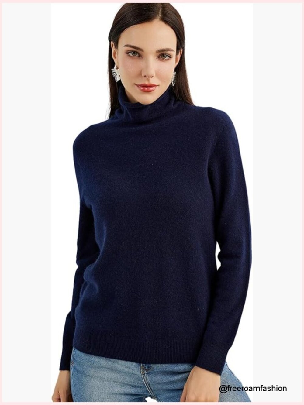 100% Pure Cashmere Turtleneck Sweater Long Sleeve Pullover